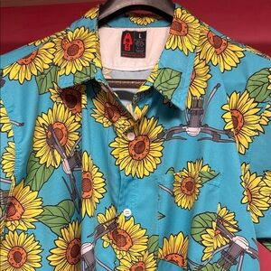 Vibrant Sunflowers and Drones Print Men's Shirt